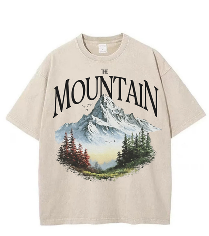 Washed Mountain Nature Graphic Streetwear Tee