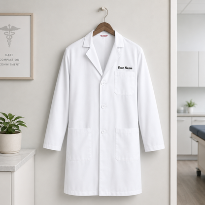 Personalized Doctor Lab Coat – White Medical Coat with Name Embroidery