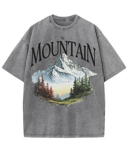 Washed Mountain Nature Graphic Streetwear Tee