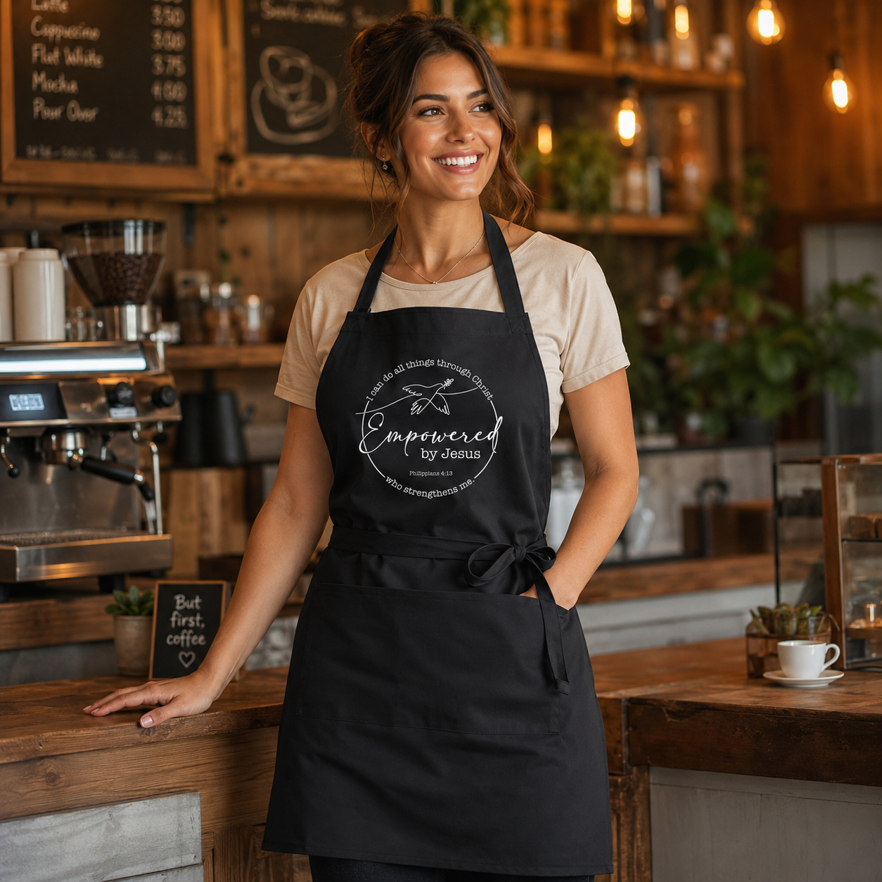 Personalized Bib Apron – Logo Kitchen Apron for Restaurant & Cafe Staff