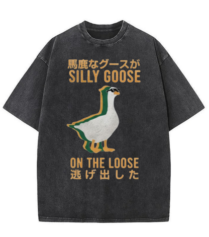 Washed Silly Goose Graphic Streetwear Tee