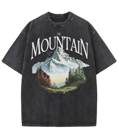 Washed Mountain Nature Graphic Streetwear Tee