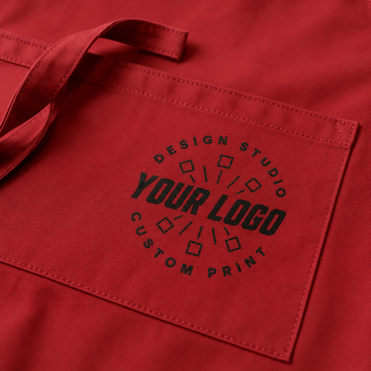 Logo Full-Length Bib Apron – Work Apron with Front Pocket for Cafe & Restaurant Staff