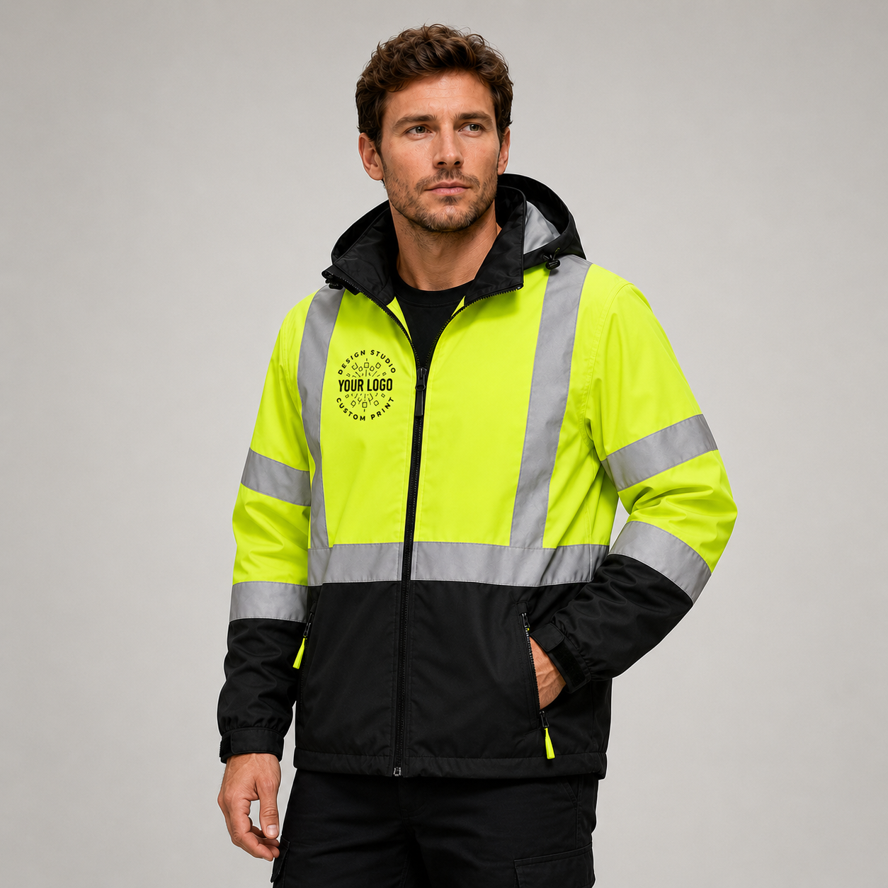 Custom ANSI Class 3 Safety Windbreaker with Logo – CornerStone CSJ25 Hi-Vis Work Jacket