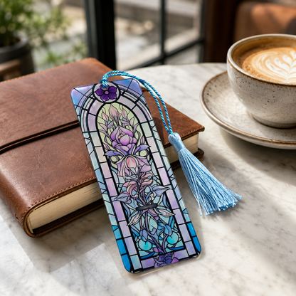 Stained Glass Floral Acrylic Suncatcher Bookmark