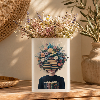 Book Lover Floral Acrylic Vase