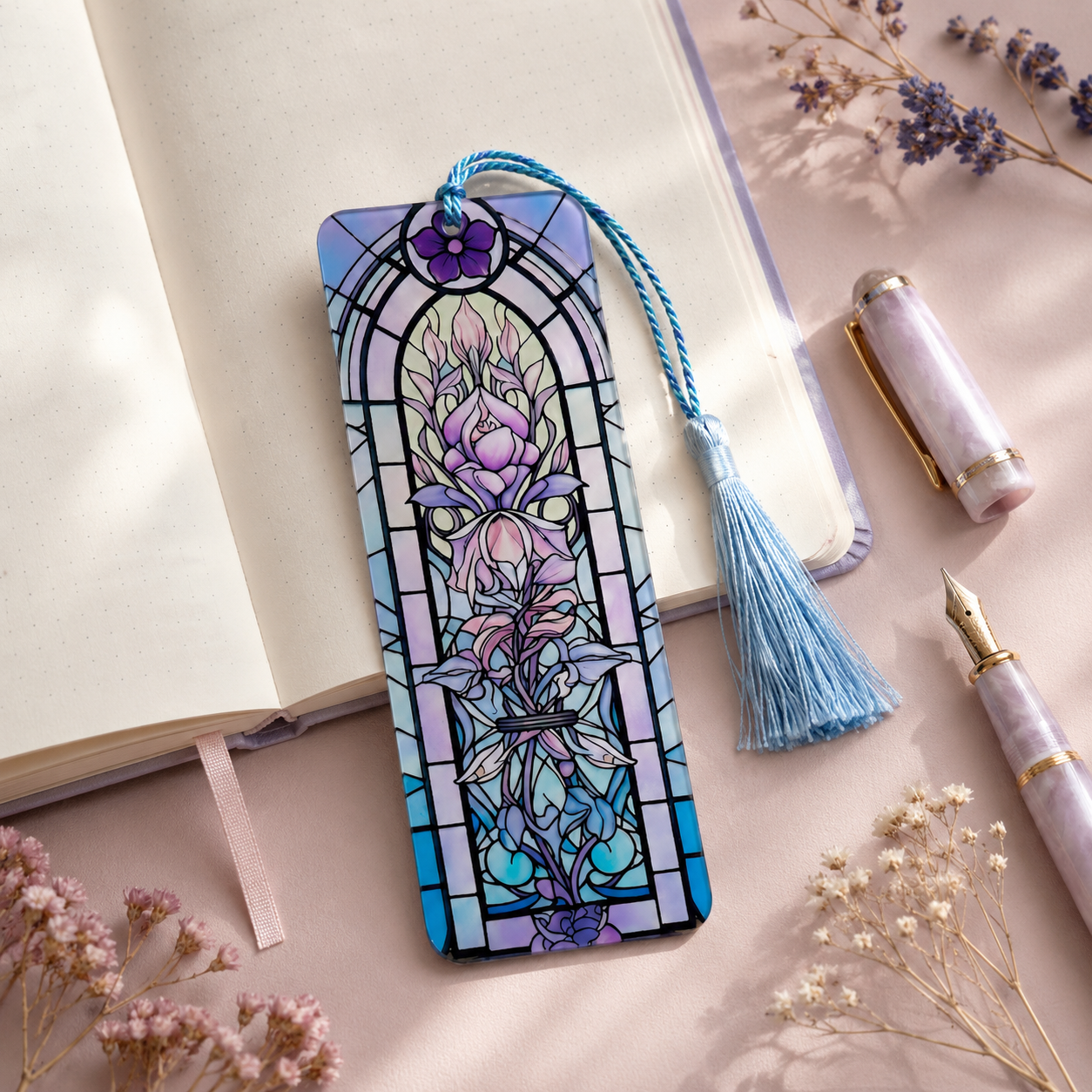 Stained Glass Floral Acrylic Suncatcher Bookmark