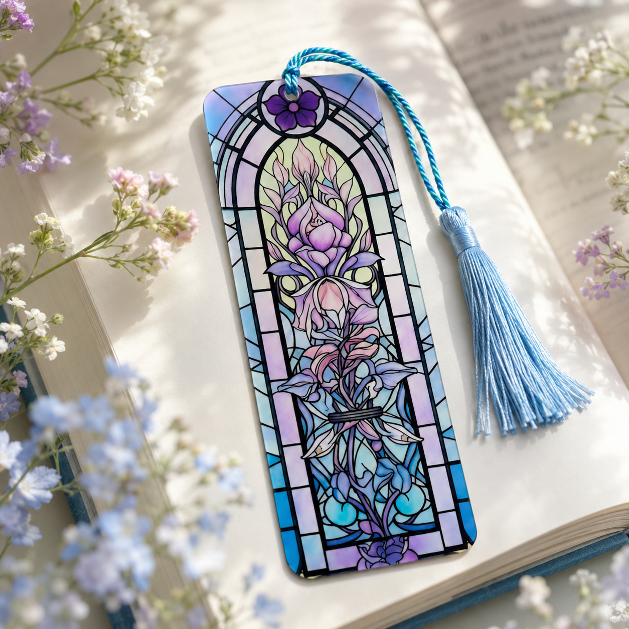 Stained Glass Floral Acrylic Suncatcher Bookmark