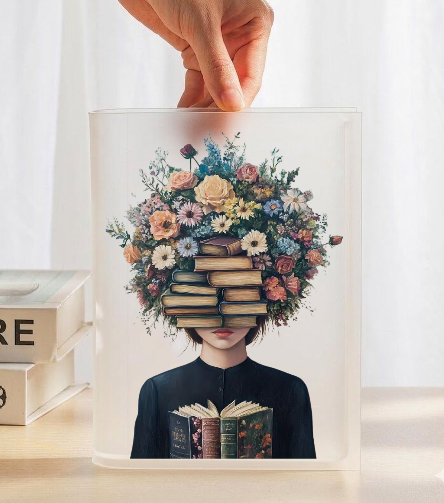 Book Lover Floral Acrylic Vase