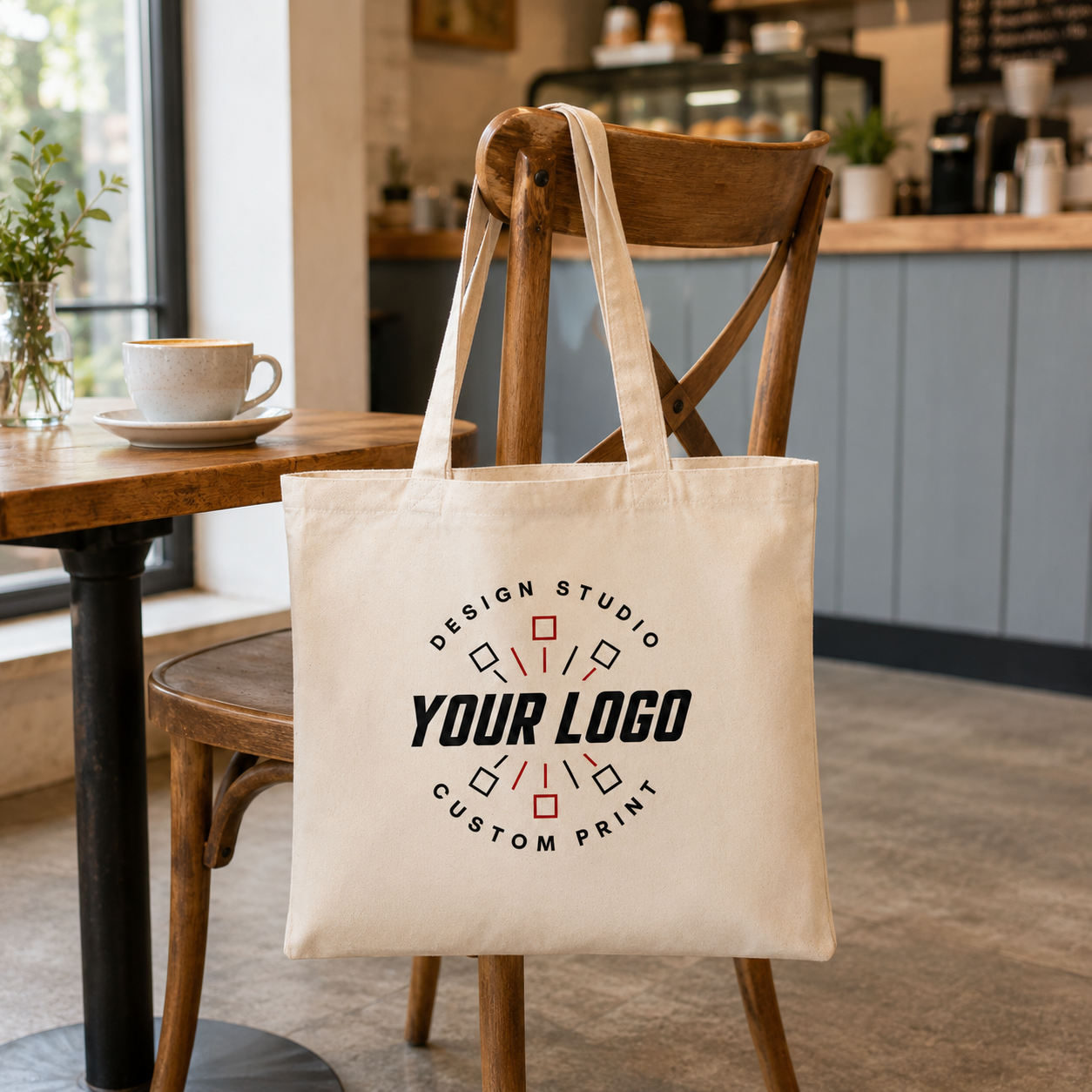 Logo Printed Cotton Tote Bag – Simple One-Side Custom Tote