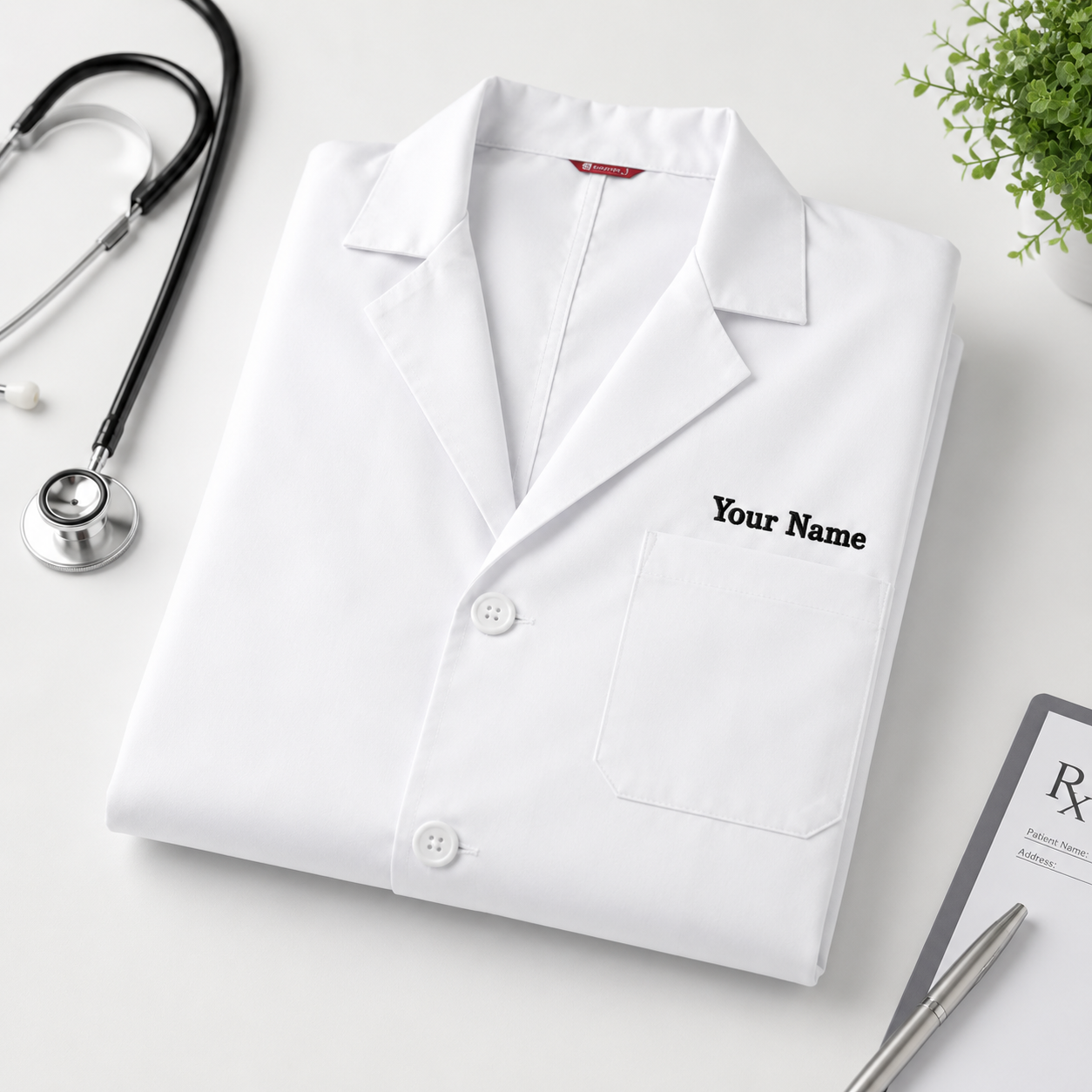 Personalized Doctor Lab Coat – White Medical Coat with Name Embroidery