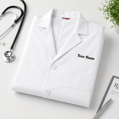 Personalized Doctor Lab Coat – White Medical Coat with Name Embroidery