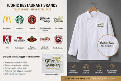 Custom Restaurant Chef Jacket – Embroidered Executive Chef Coat with Logo