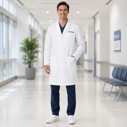 Personalized Doctor Lab Coat – White Medical Coat with Name Embroidery