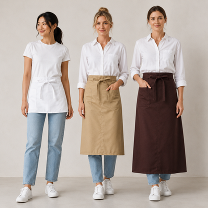 Logo Waist Apron – Professional 3-Length Apron for Restaurants, Cafes & Salons