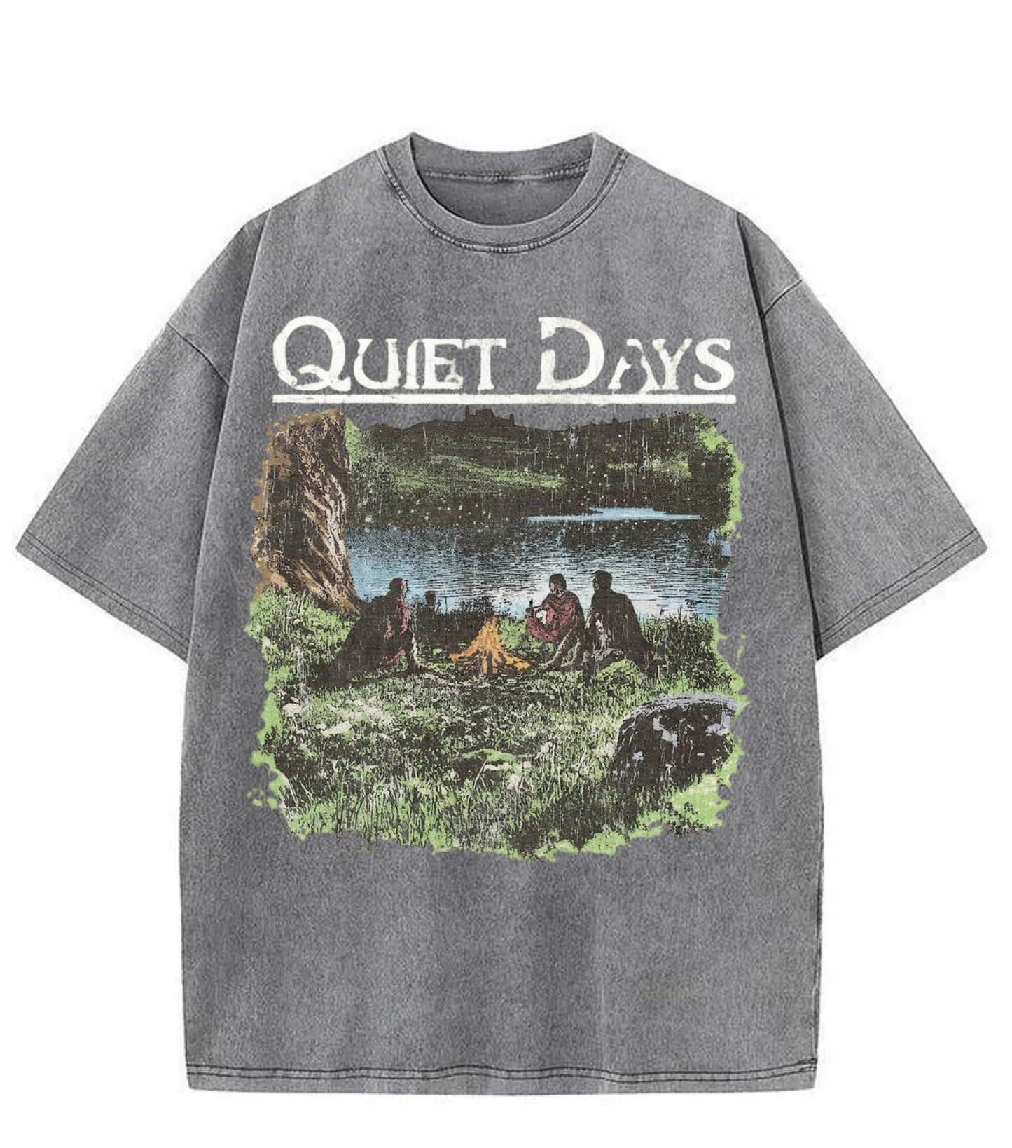 Washed Quiet Days Camping Graphic Tee