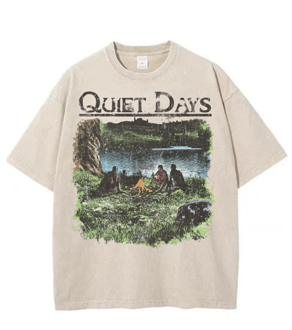Washed Quiet Days Camping Graphic Tee