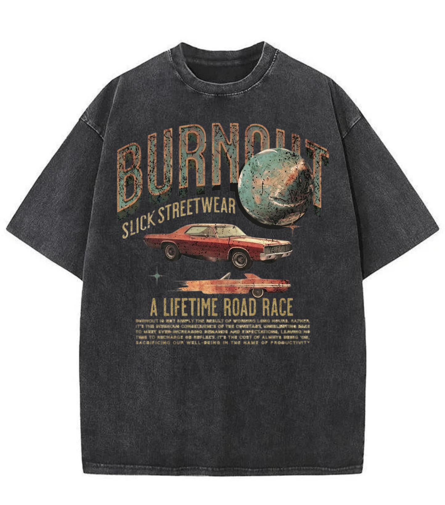 Washed Burnout Road Race Graphic Tee