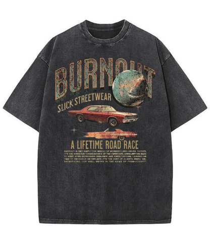 Washed Burnout Road Race Graphic Tee