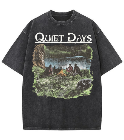 Washed Quiet Days Camping Graphic Tee