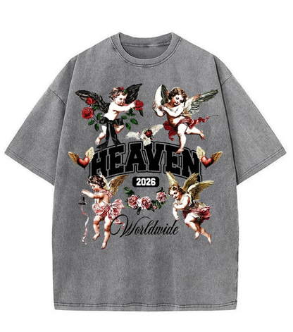 Washed Heaven Angel Graphic Streetwear Tee