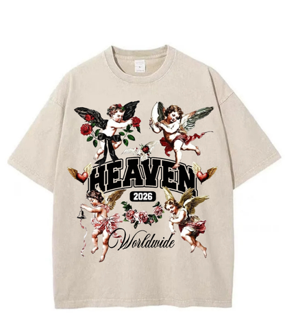 Washed Heaven Angel Graphic Streetwear Tee