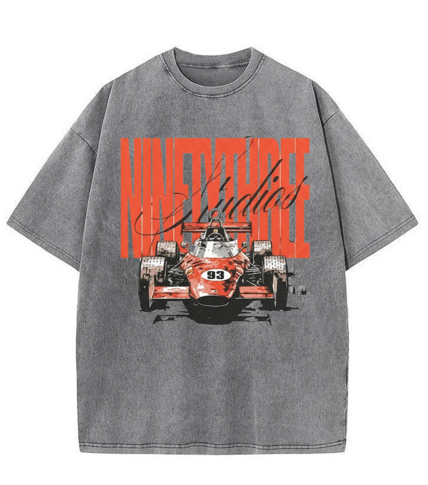 Washed Racing Car Graphic Streetwear Tee