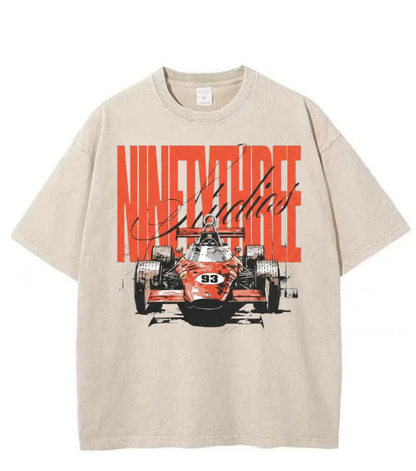 Washed Racing Car Graphic Streetwear Tee