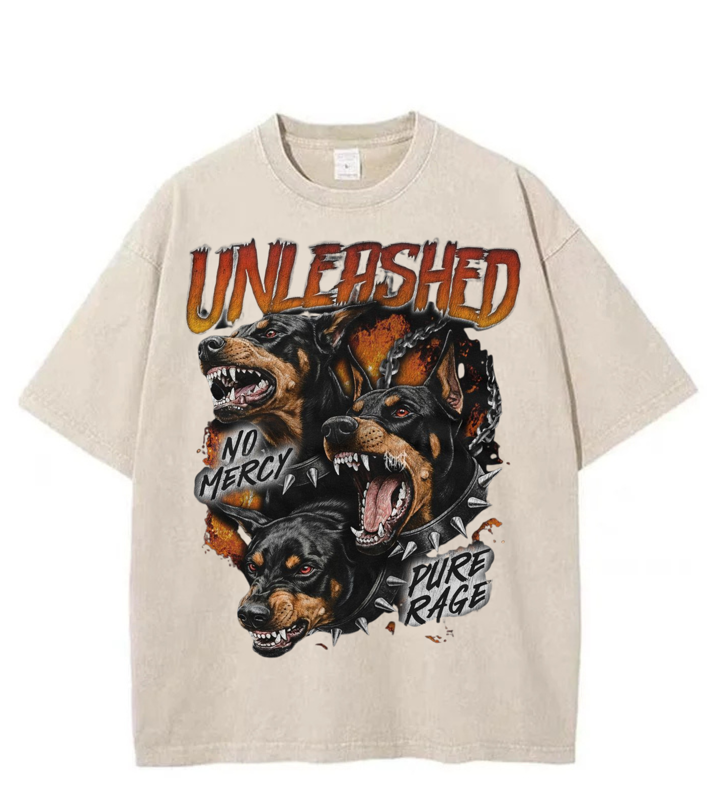 Washed Unleashed Dog Graphic Streetwear Tee