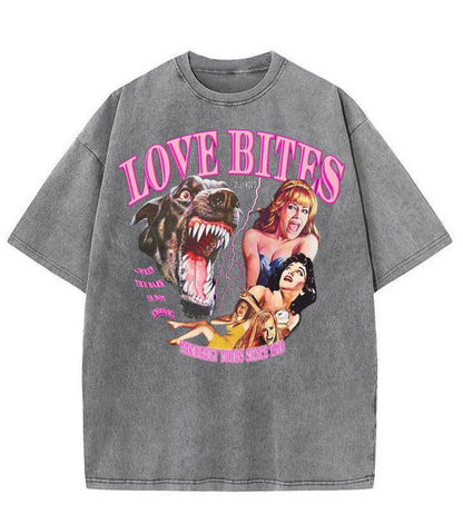 Washed Love Bites Graphic Streetwear Tee