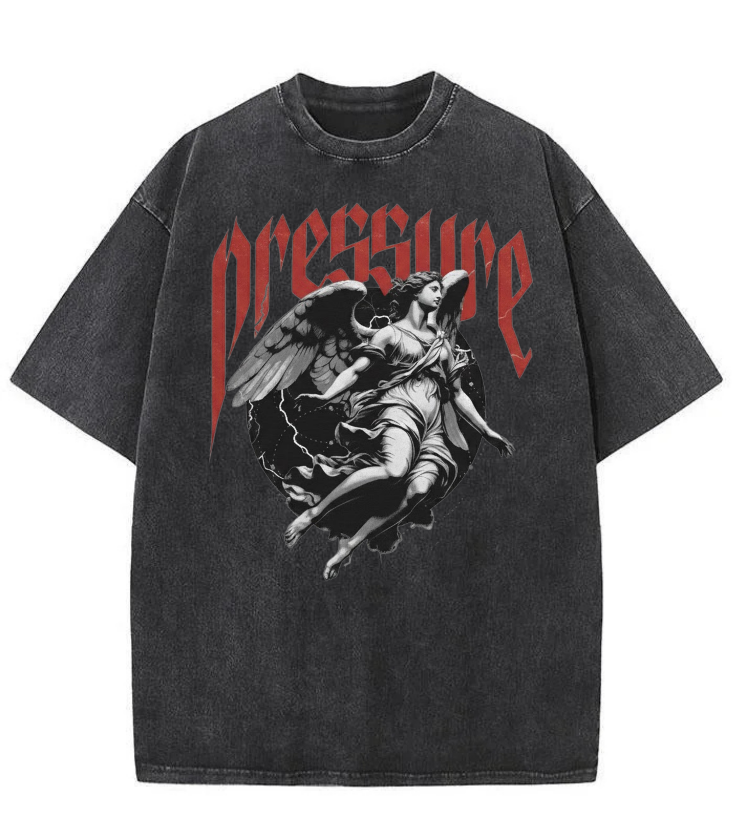 Washed Pressure Angel Graphic Streetwear Tee