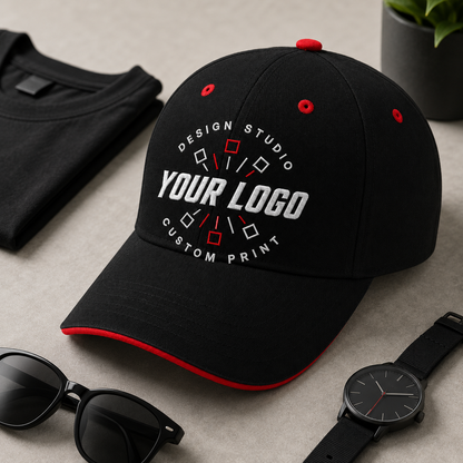 Custom Embroidered Contrast Trim Brushed Cotton Cap