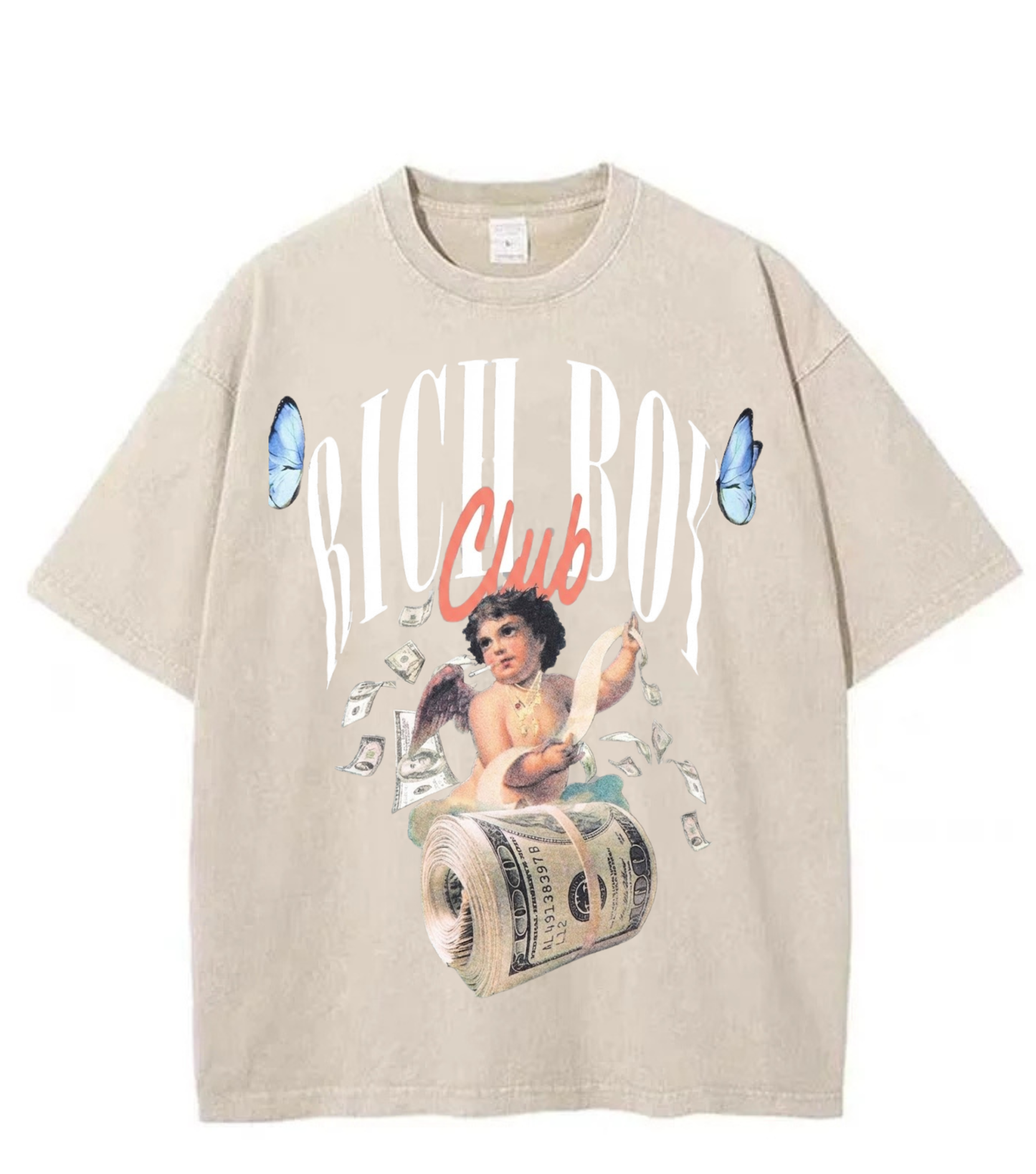 Washed Rich Boys Club Graphic Streetwear Tee