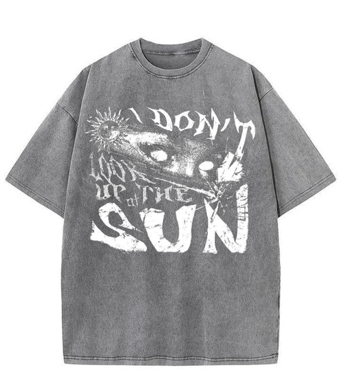 Washed Dark Sun Graphic Streetwear Tee