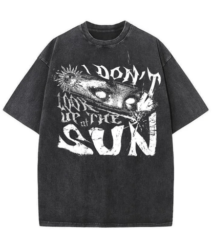 Washed Dark Sun Graphic Streetwear Tee