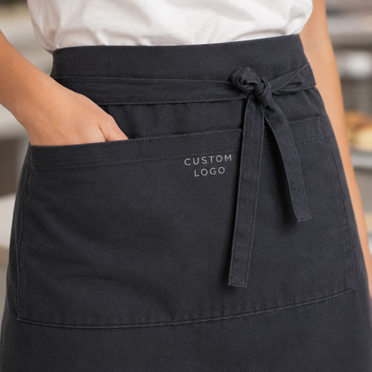 Logo Waist Apron – Cotton Twill Half Apron for Cafe, Restaurant & Barista Staff