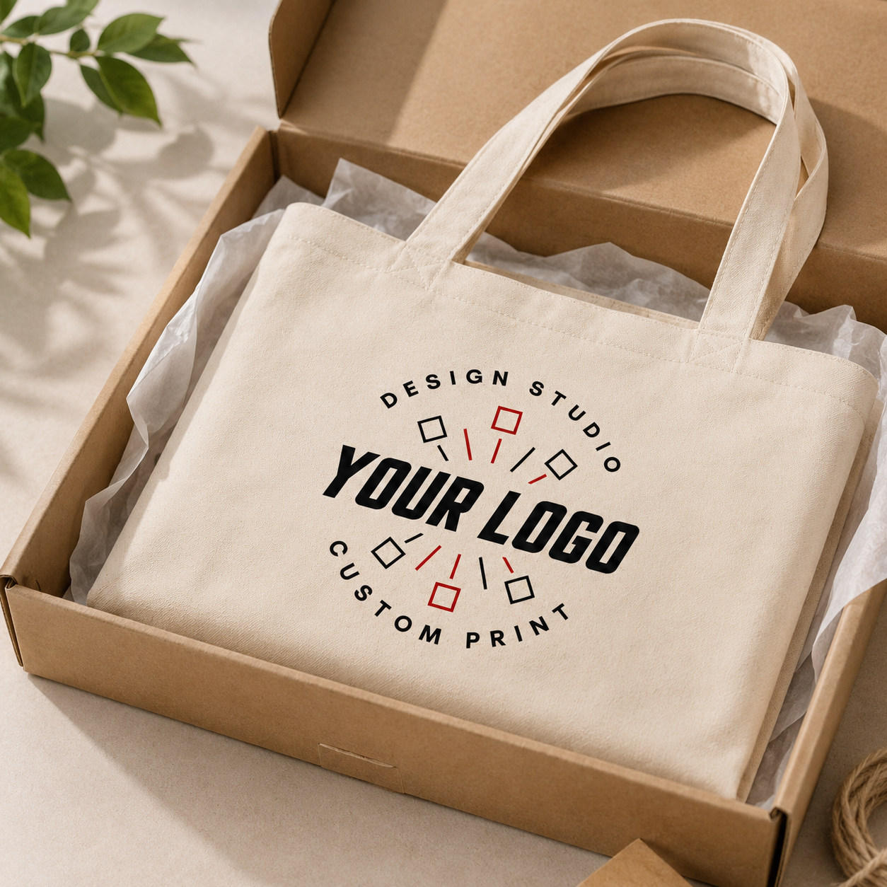 Logo Printed Cotton Tote Bag – Simple One-Side Custom Tote