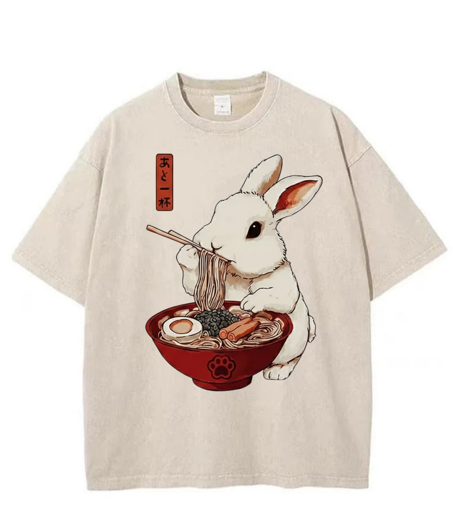Washed Bunny Ramen Streetwear Tee
