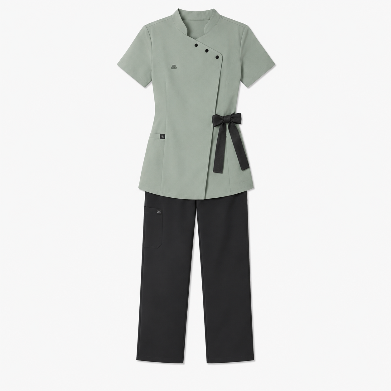 Women’s Spa Scrub Uniform Set – Logo Wrap Top & Pants