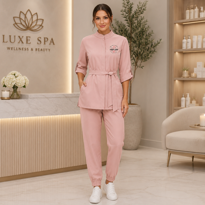 Women’s Spa Uniform Set – Logo Beauty Staff Tunic & Pants