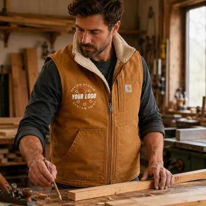 Custom Carhartt Sherpa-Lined Vest with Logo – Mock Neck Workwear Vest