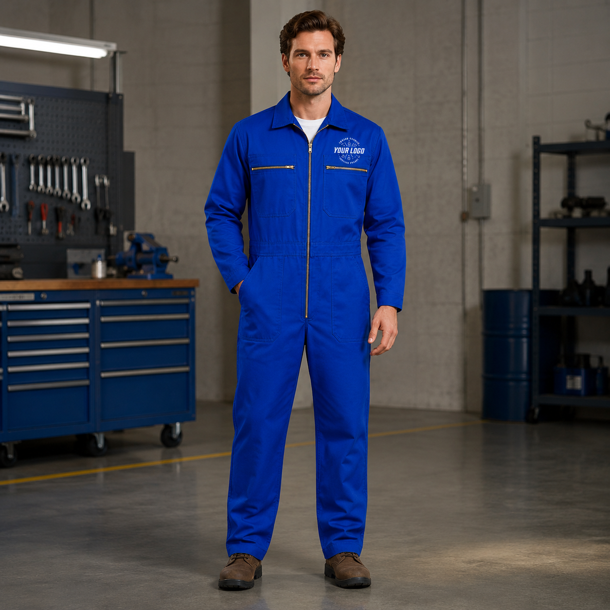 Cleaning Coverall Uniform with Logo – Royal Blue Janitorial Workwear