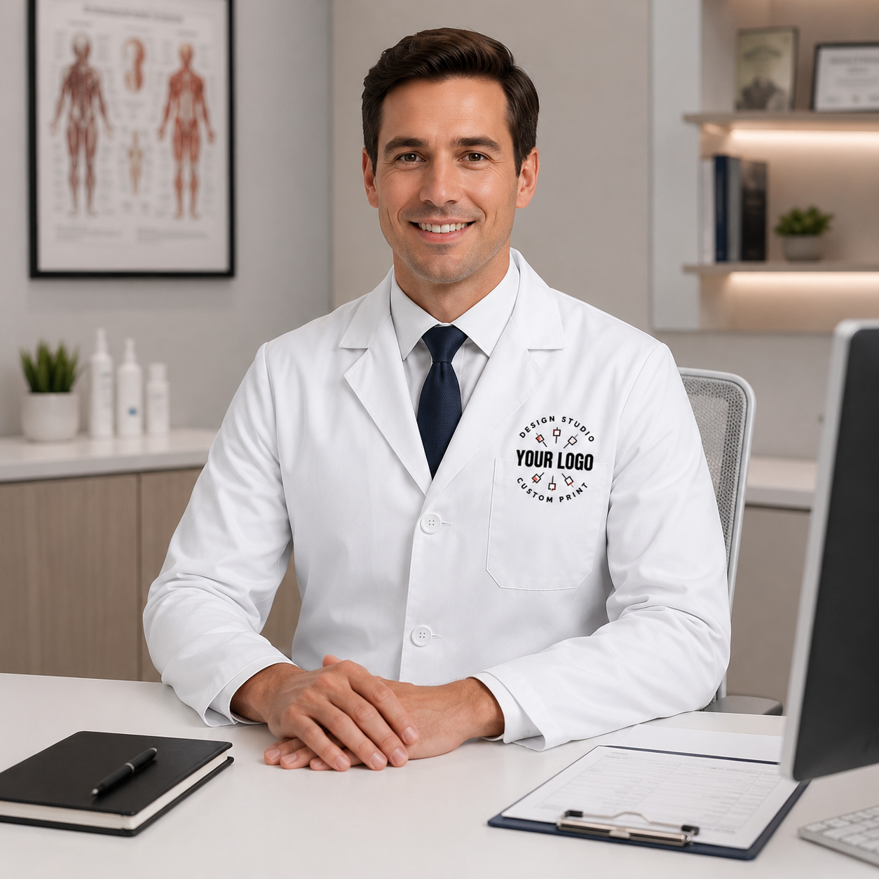 White Lab Coat with Name – Personalized Medical Coat for Doctors & Clinics