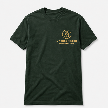 Restaurant Staff T-Shirt – Front & Back Logo Uniform Shirt for Cafe & Bar Crew