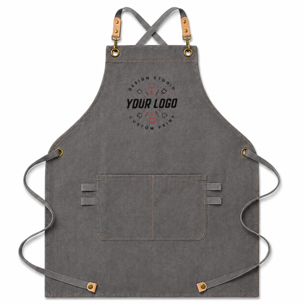 Canvas Leather Apron with Logo – Handmade Work Apron for Chefs & Makers