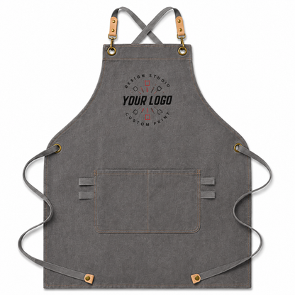 Canvas Leather Apron with Logo – Handmade Work Apron for Chefs & Makers