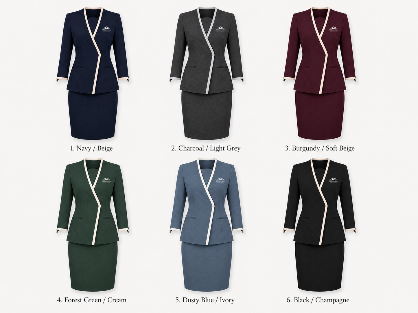 Women’s Spa Receptionist Uniform Set with Logo – Luxury Salon Front Desk Outfit