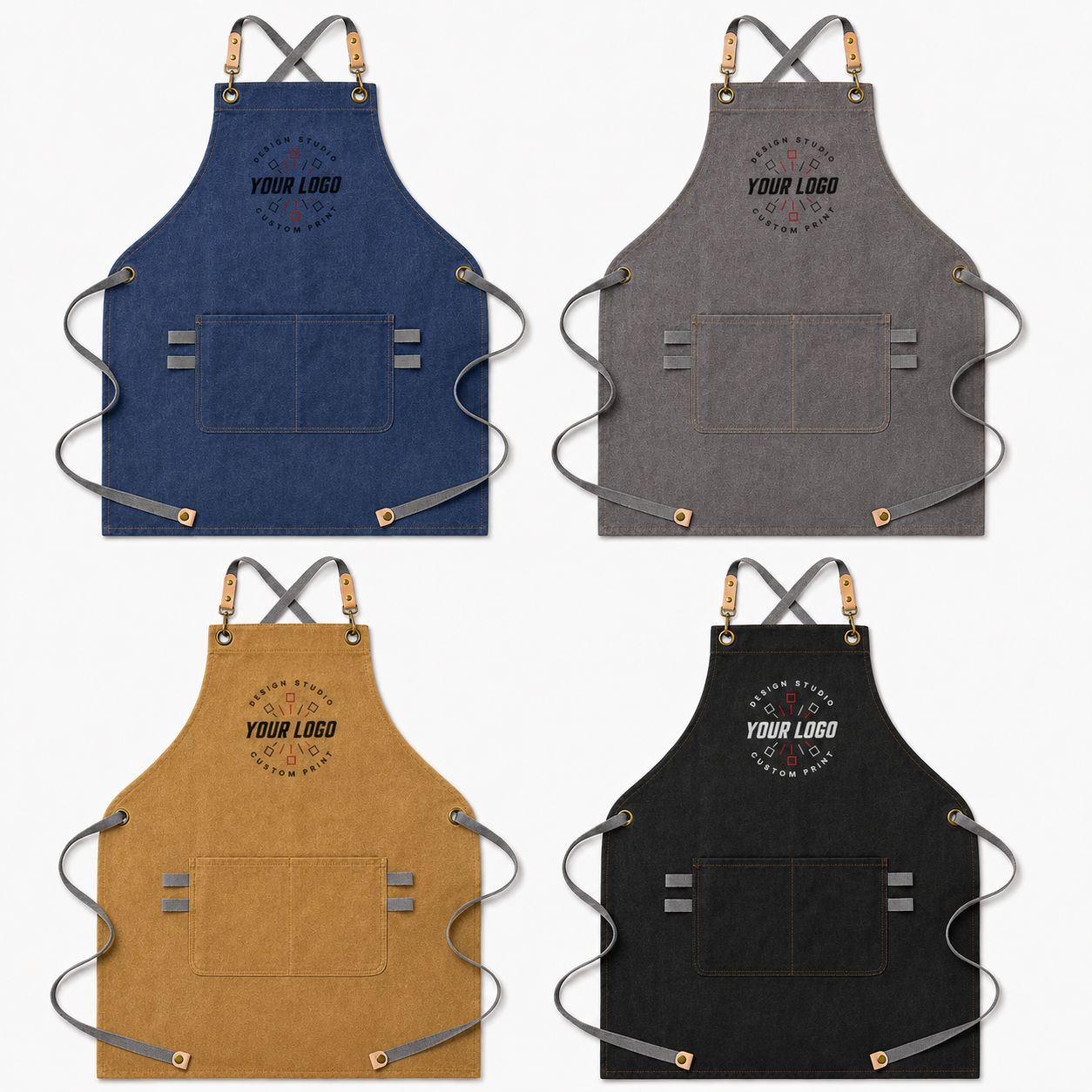 Canvas Leather Apron with Logo – Handmade Work Apron for Chefs & Makers