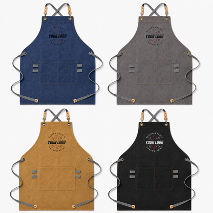 Canvas Leather Apron with Logo – Handmade Work Apron for Chefs & Makers
