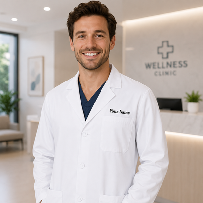 Personalized Doctor Lab Coat – White Medical Coat with Name Embroidery